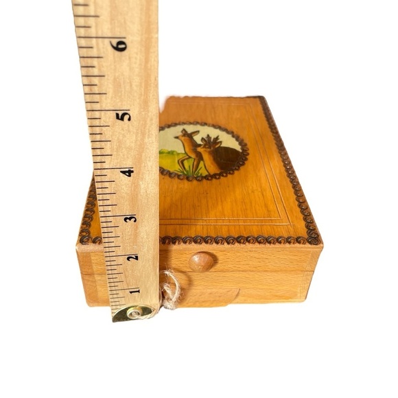 Vintage Wood Designed Box with Hinged Lid-decorative pulls-Wood Burning Decor - Picture 7 of 7